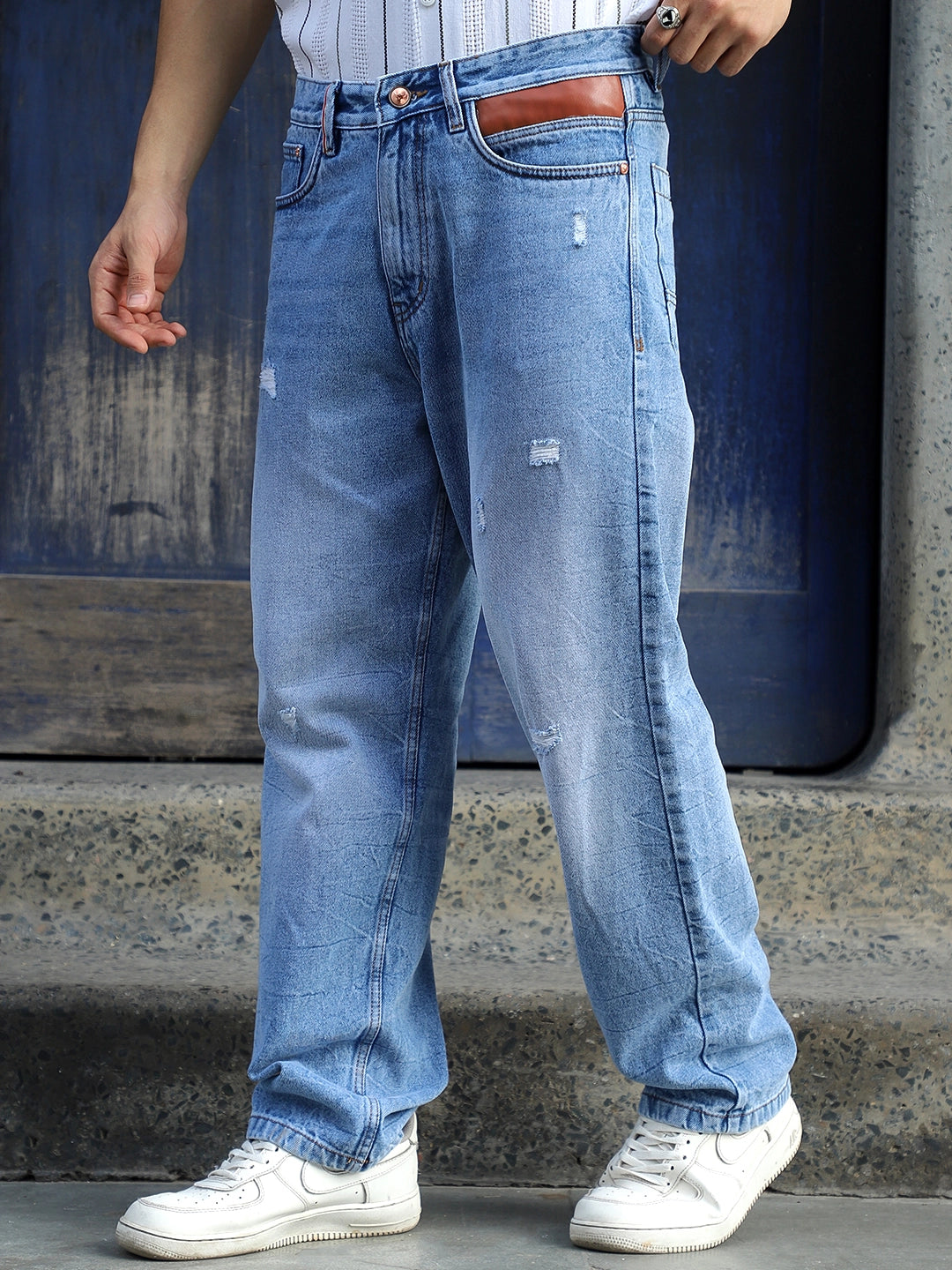 Darkforce Light Blue Baggy Fit Jeans