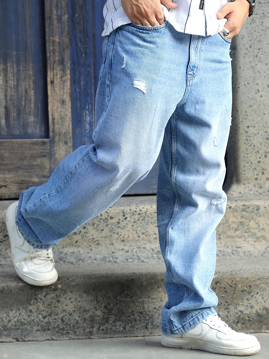 Darkforce Light Blue Baggy Fit Jeans