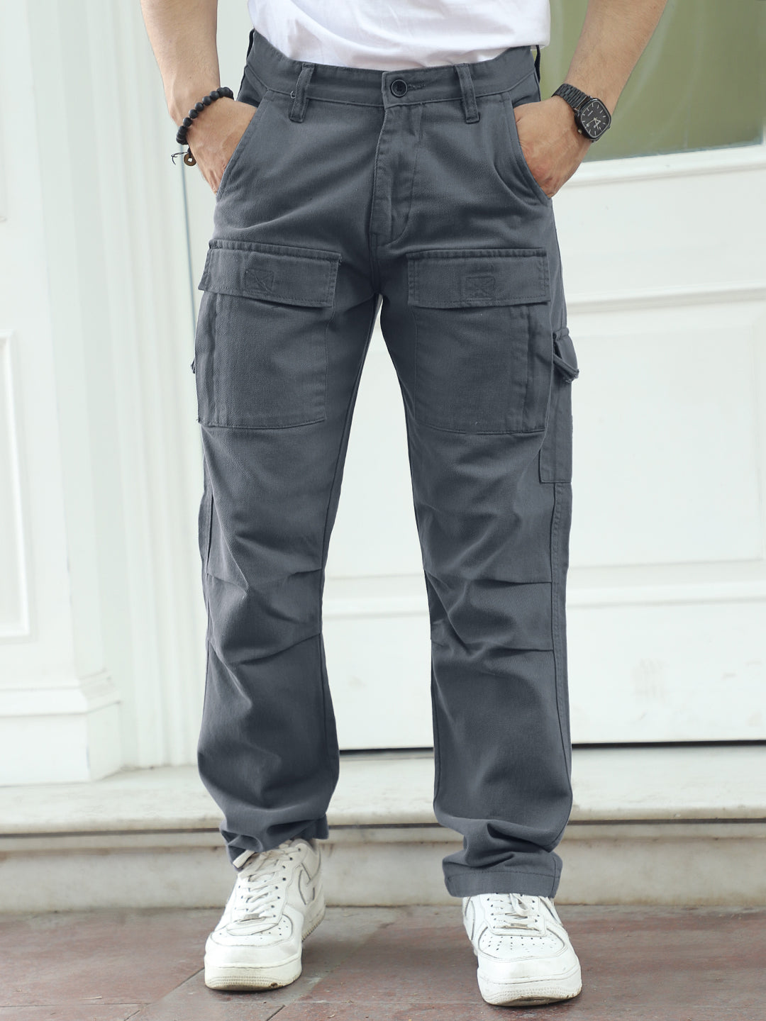 Riverside Ash Grey Cotton Plus Size Cargo