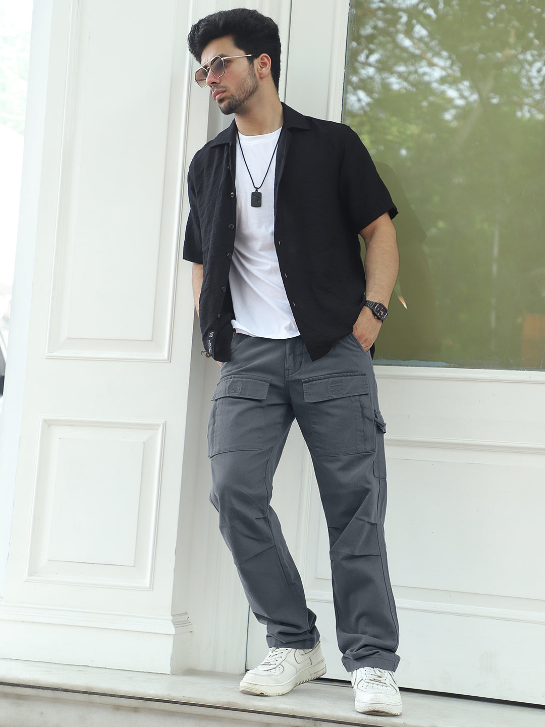 Riverside Ash Grey Cotton Plus Size Cargo