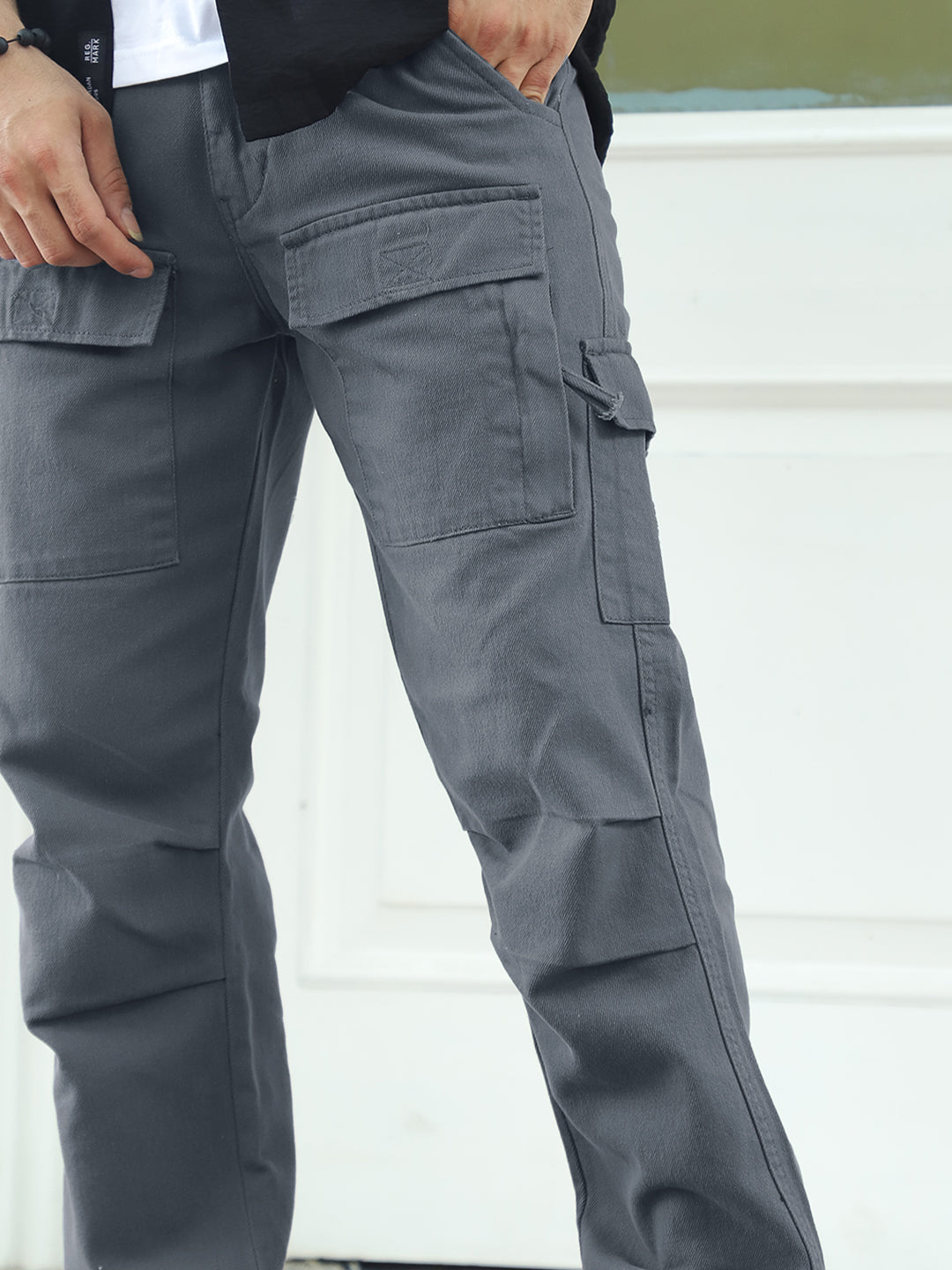 Riverside Ash Grey Cotton Plus Size Cargo