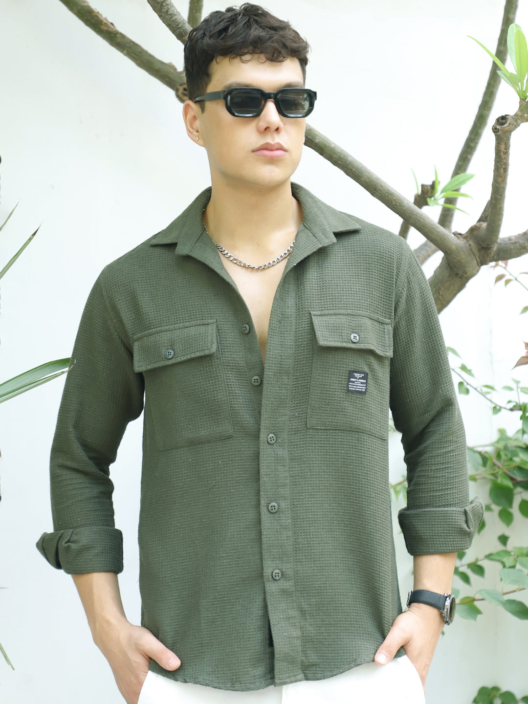 British Vintage Olive Full Sleeve Shirt