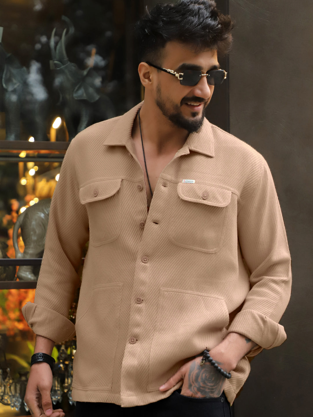 Earthcore Textured Beige Shacket