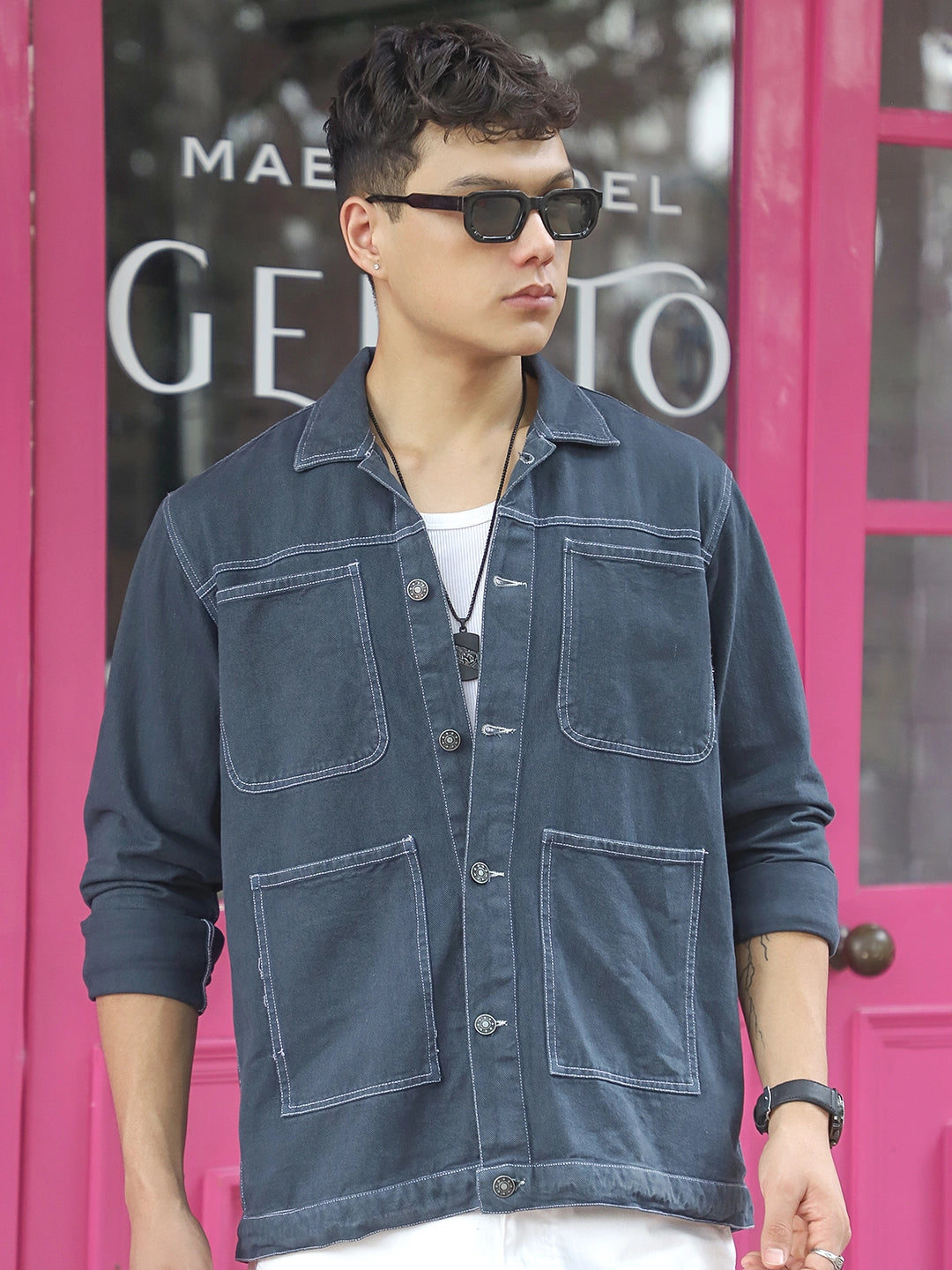 Bullet Fade Slate Grey Denim Shirt