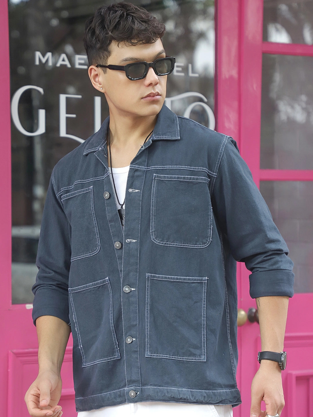 Bullet Fade Slate Grey Denim Shirt