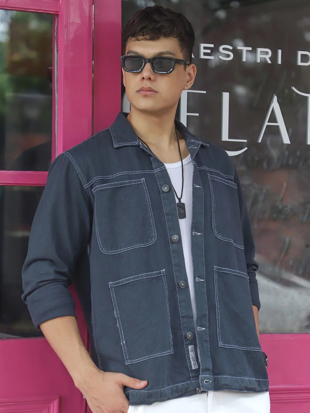 Bullet Fade Slate Grey Denim Shirt