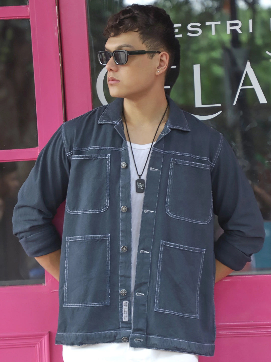 Bullet Fade Slate Grey Denim Shirt