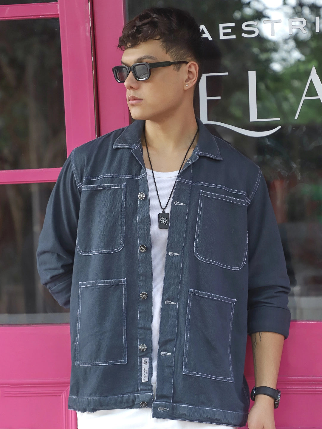 Bullet Fade Slate Grey Denim Shirt