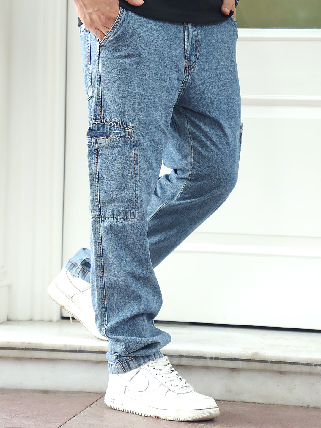 Feral Moss Tint Blue Denim Cargo