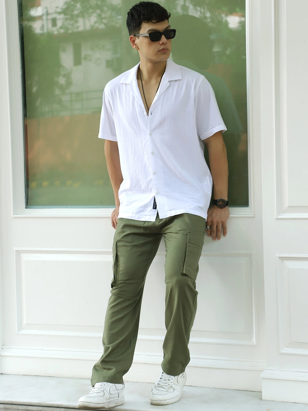Desert Moss Green Linen Cargo