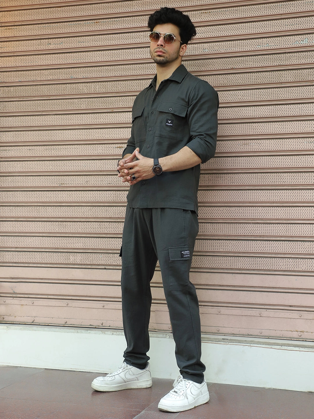Linen Atlanta Charcoal Grey Cargo Co-Ord Set