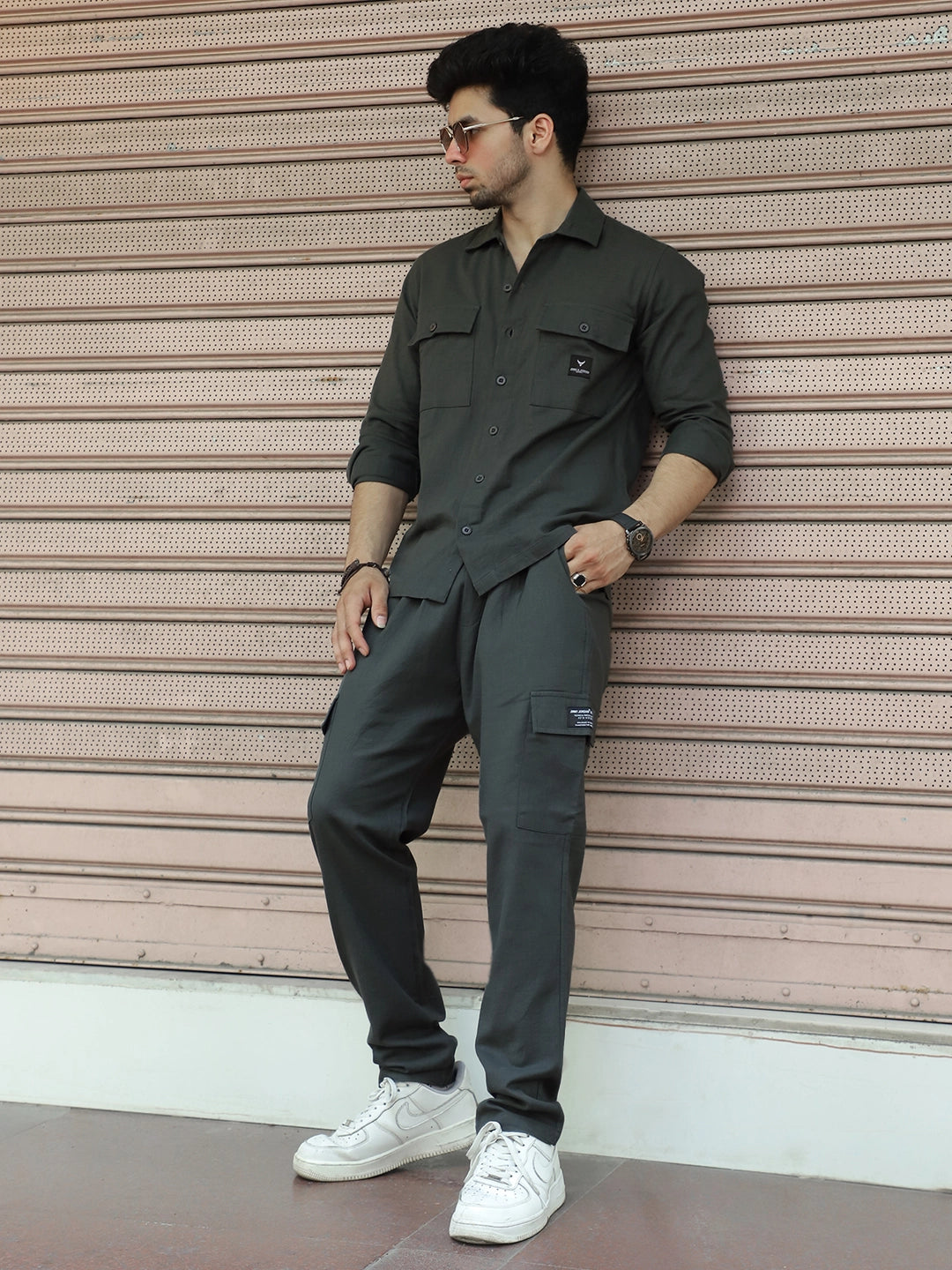 Linen Atlanta Charcoal Grey Cargo Co-Ord Set