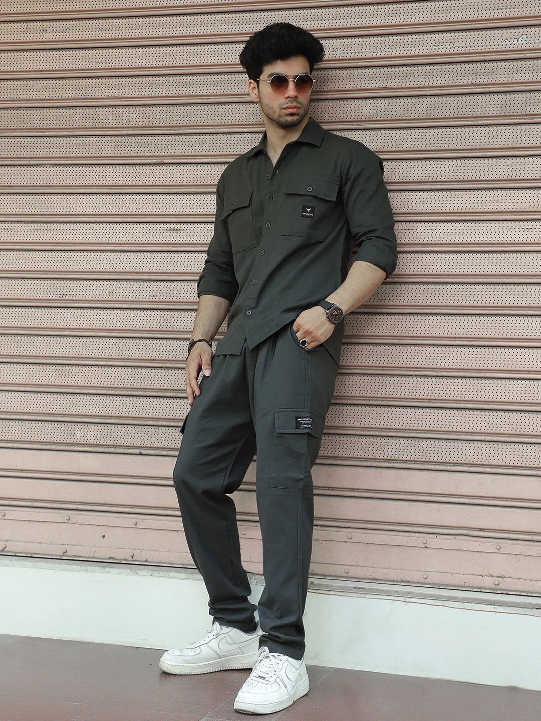 Linen Atlanta Charcoal Grey Cargo Co-Ord Set