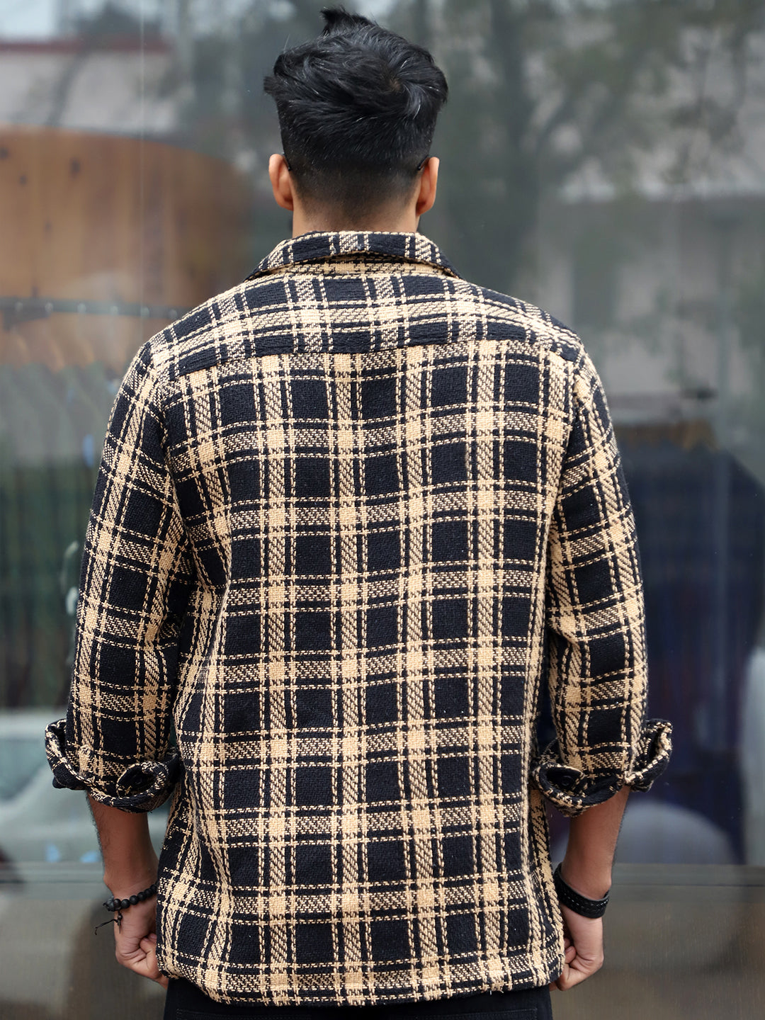 Monochrome Brown Check Shacket