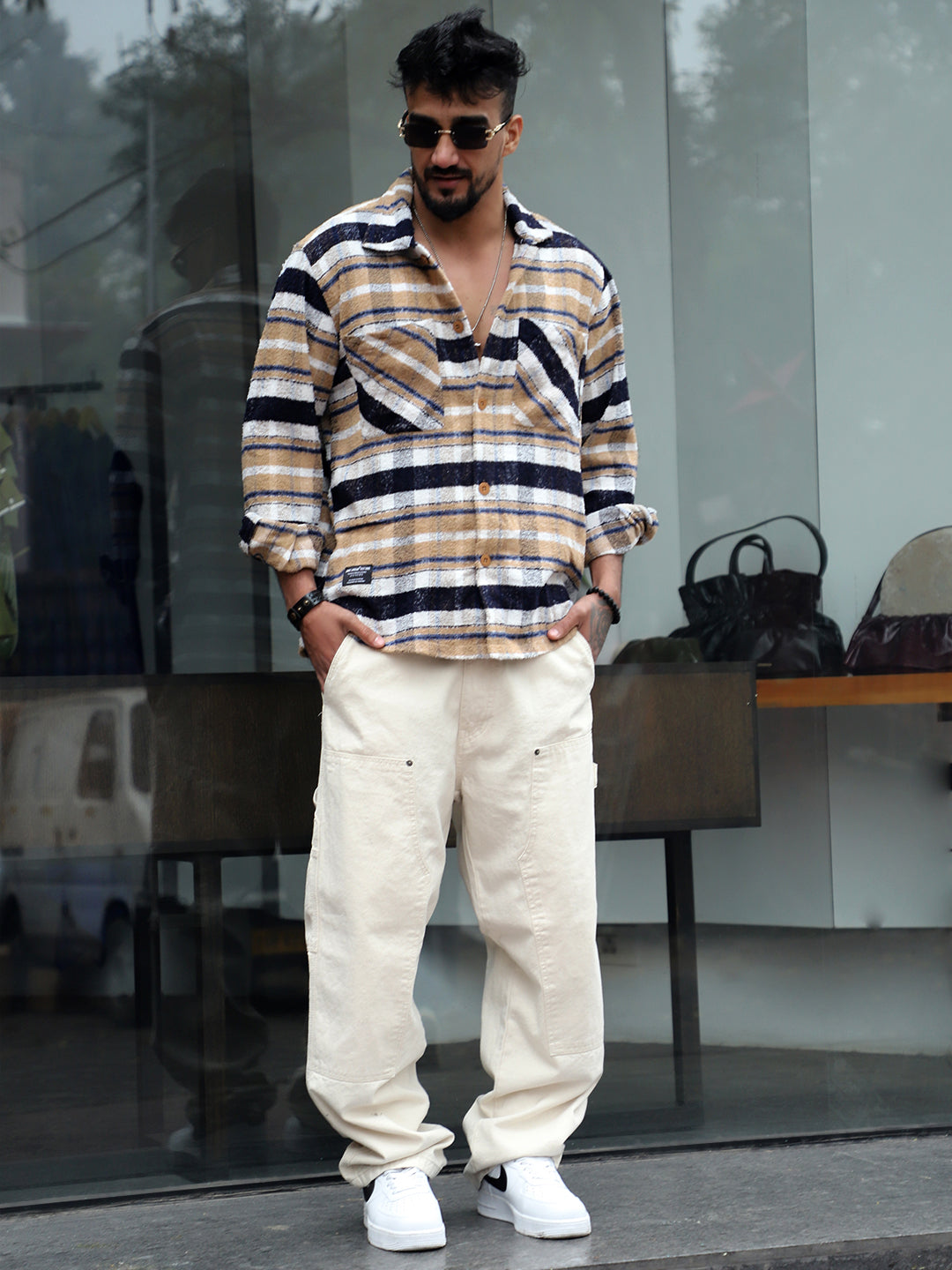 British Check Beige Winter Shacket