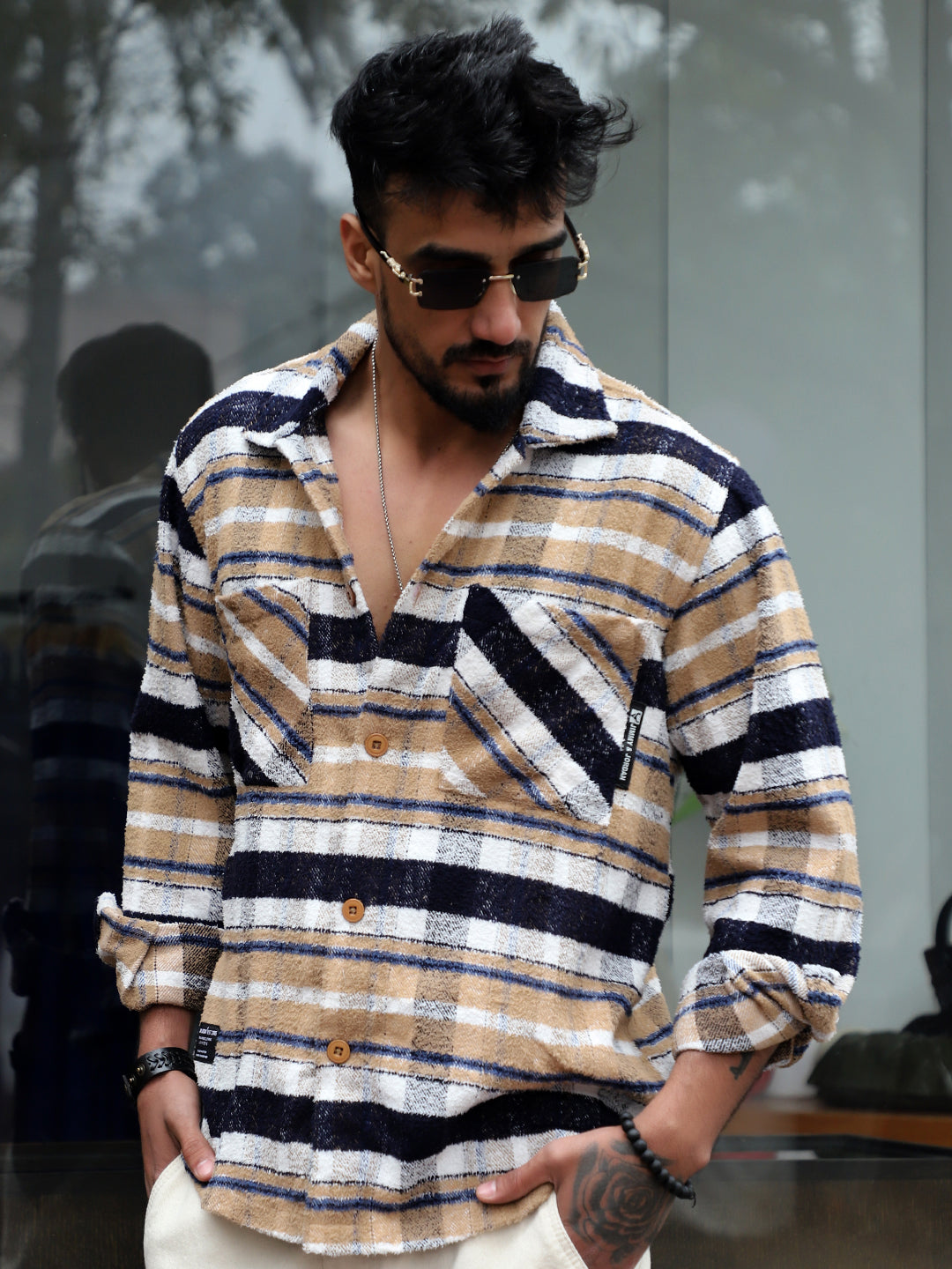 British Check Beige Winter Shacket