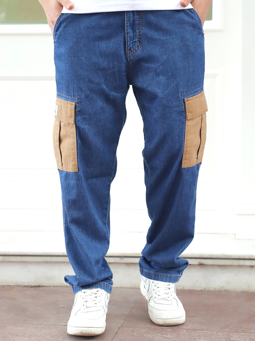 Mezzanotte Blue Baggy Fit Denim Cargo