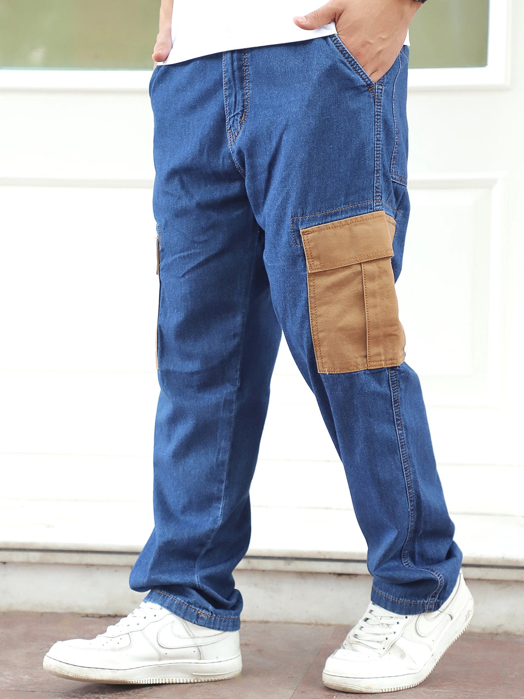 Mezzanotte Blue Baggy Fit Denim Cargo