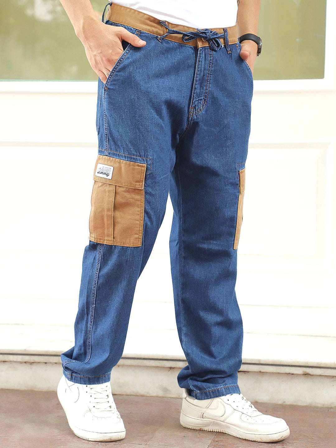 Mezzanotte Blue Baggy Fit Denim Cargo