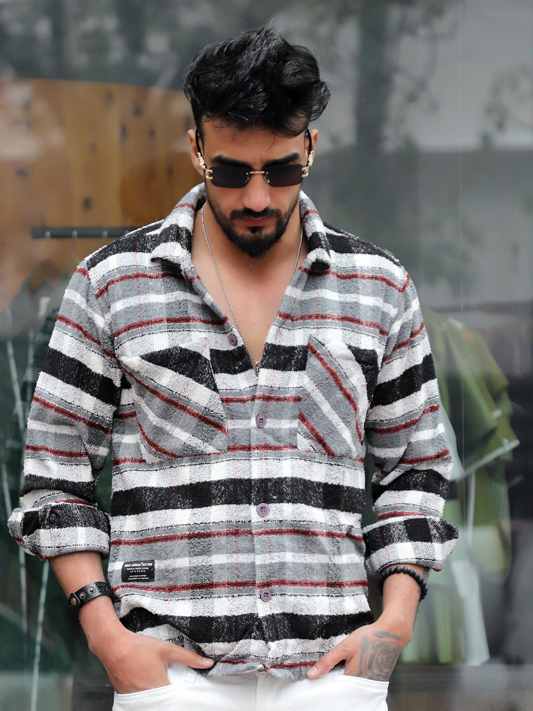 British Check Grey Winter Shacket