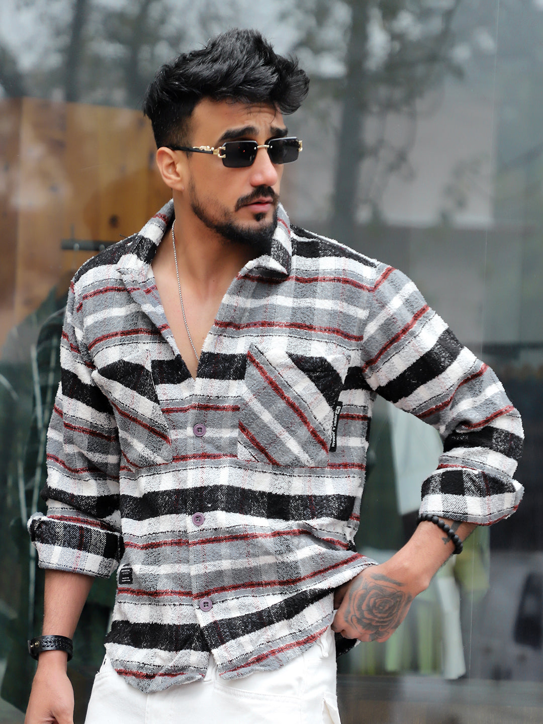 British Check Grey Winter Shacket