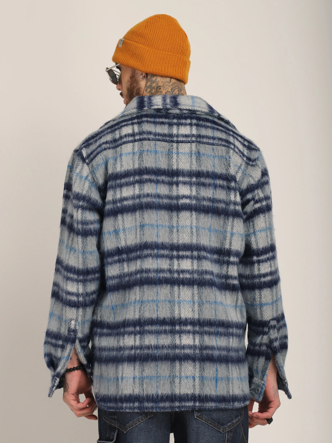 Wool Check Shacket Men