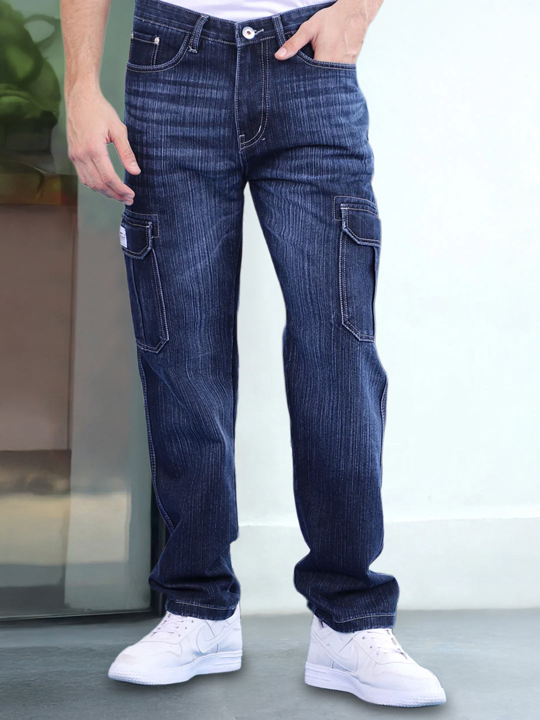 Caventor Noval Blue Baggy Fit Denim Cargo