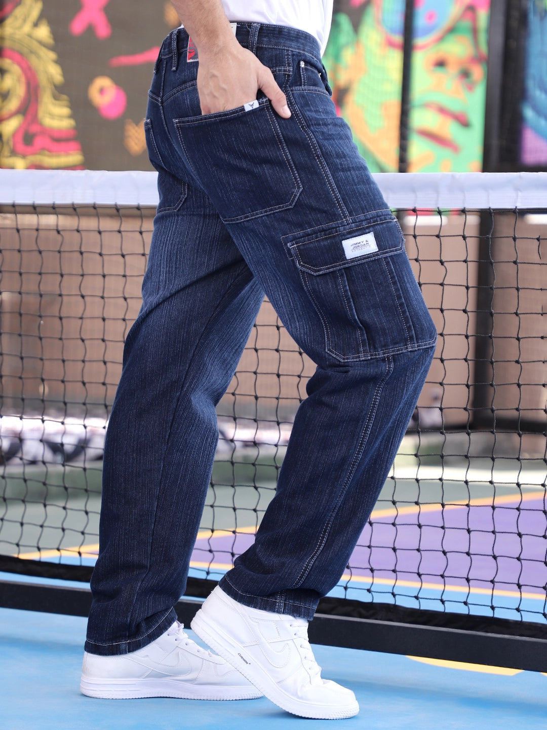 Caventor Noval Blue Baggy Fit Denim Cargo