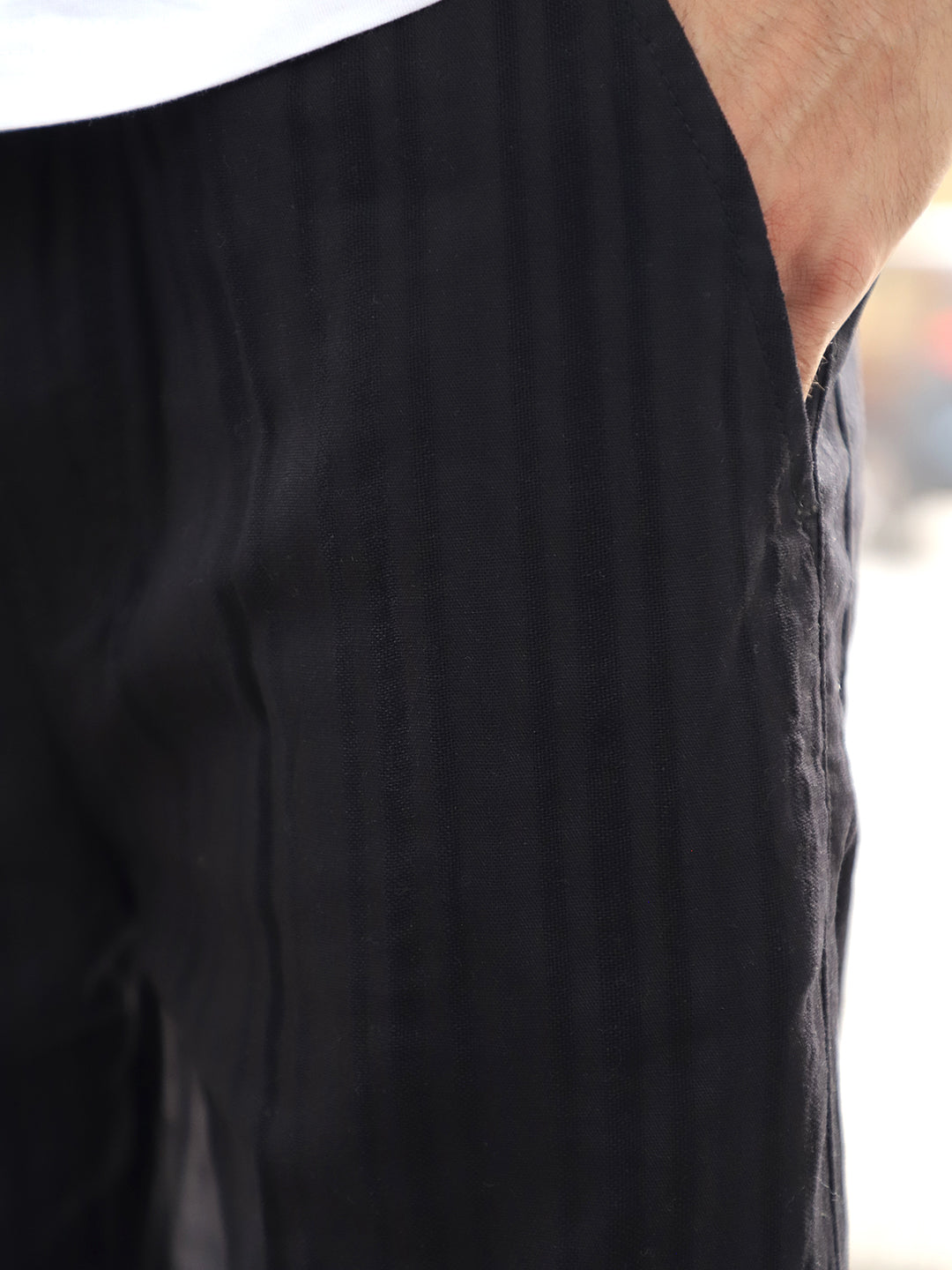 Gladiator Black Baggy Fit Linen Trouser