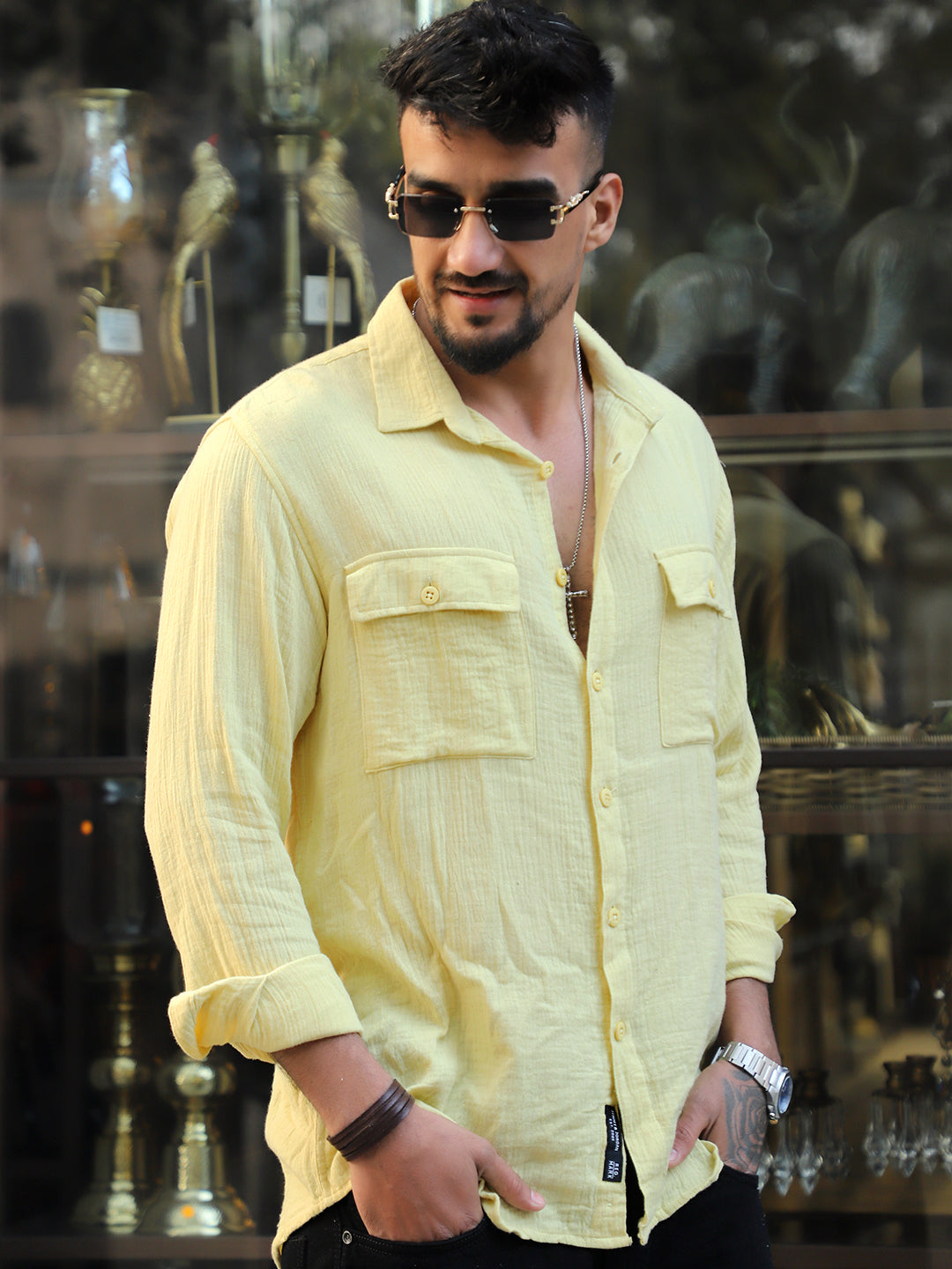 Vero Vibe Lucas Double Clothe Lemon Yellow Shirt