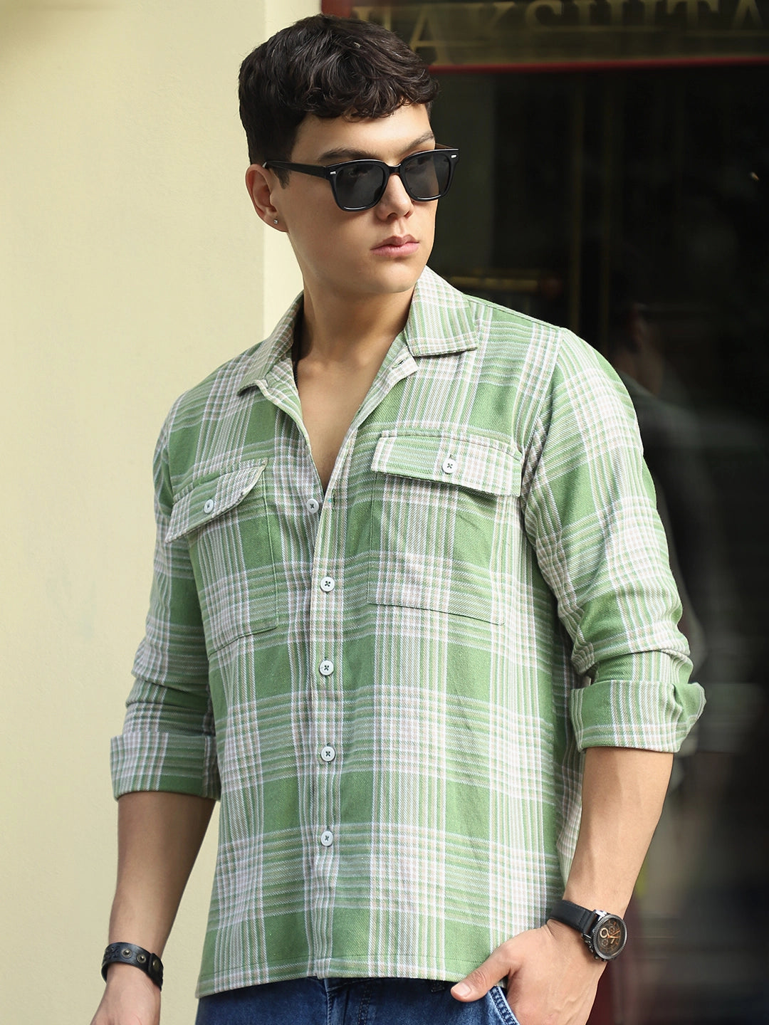Fiore Blu Pear Green Check Shirt