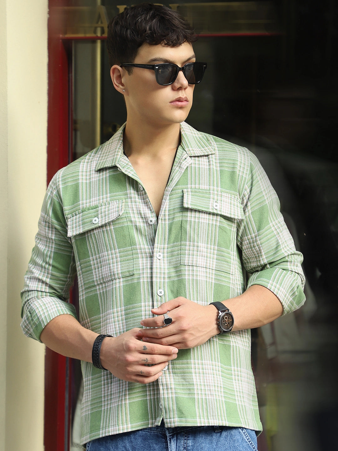 Fiore Blu Pear Green Check Shirt