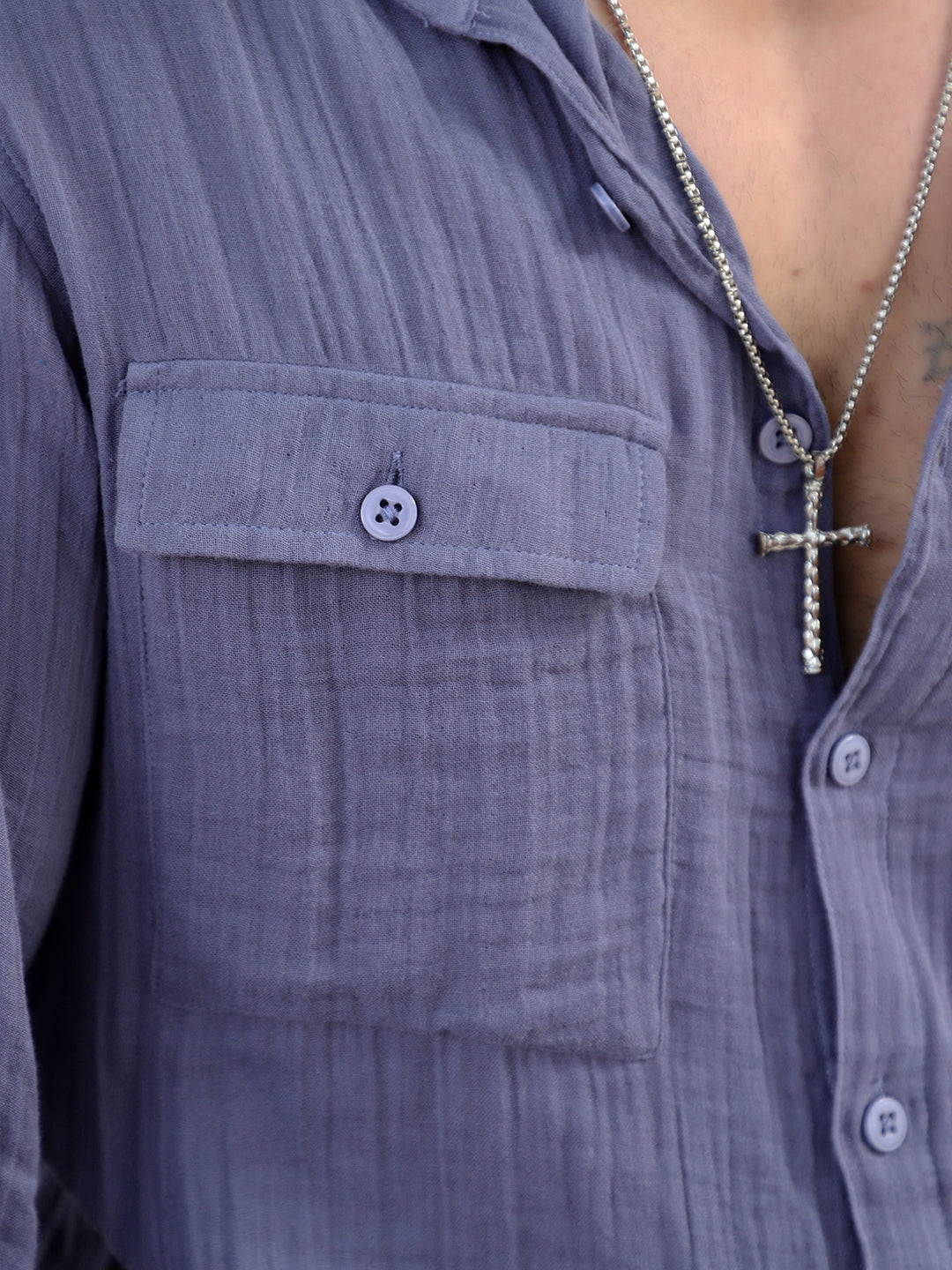 Vero Vibe Lucas Double Clothe Yale Blue Shirt