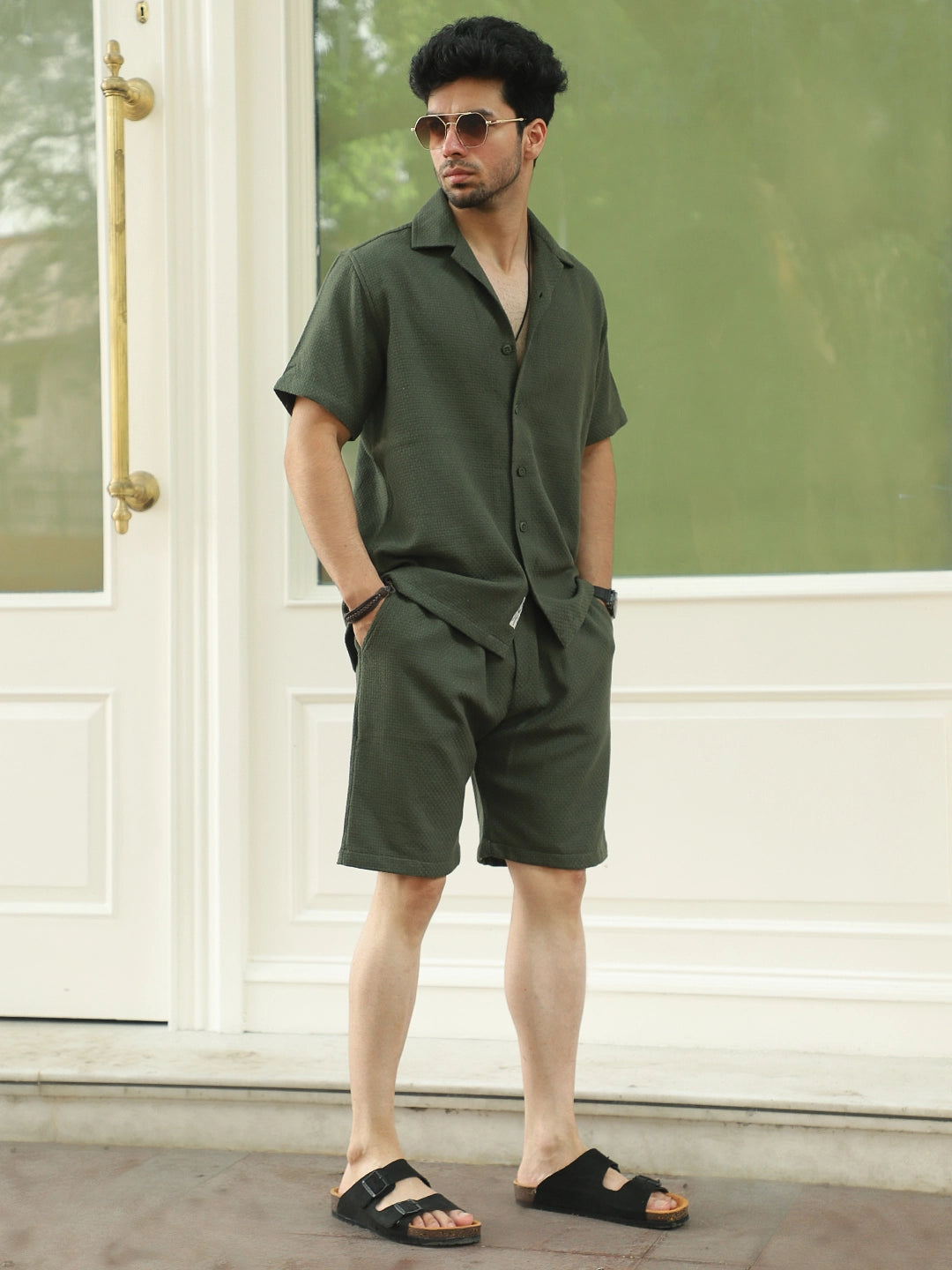 Minimalist Textured Dark Green Co-Ord Set