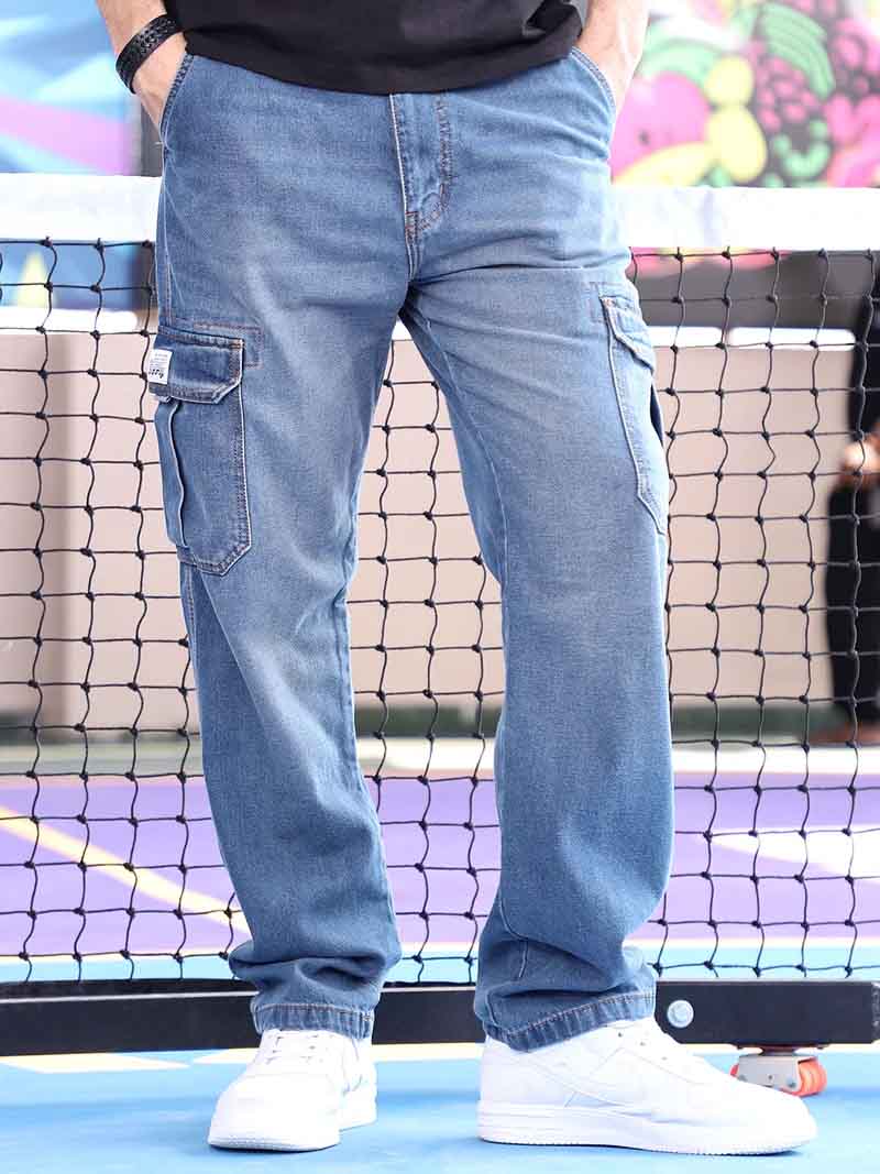 Vireon Tint Blue Baggy Fit Denim Cargo