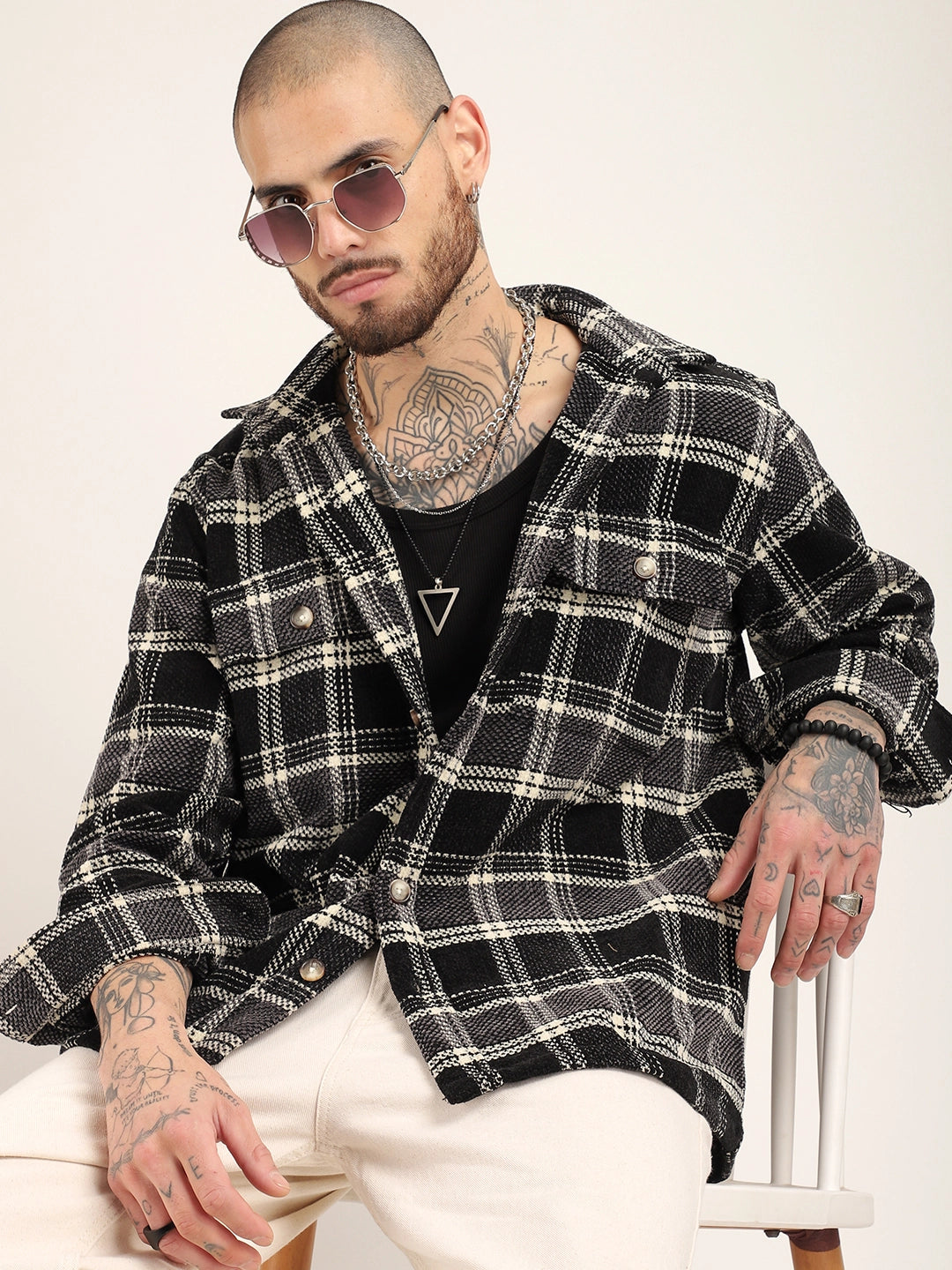 Black & White Winter Velvet Shirt