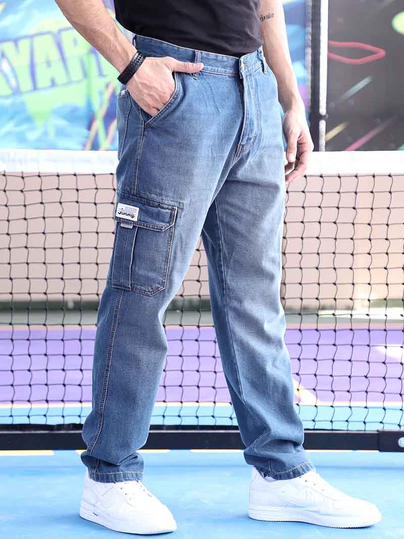 Vireon Tint Blue Baggy Fit Denim Cargo