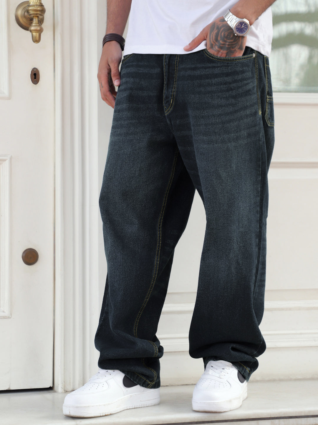 Draven French Navy Baggy Jeans