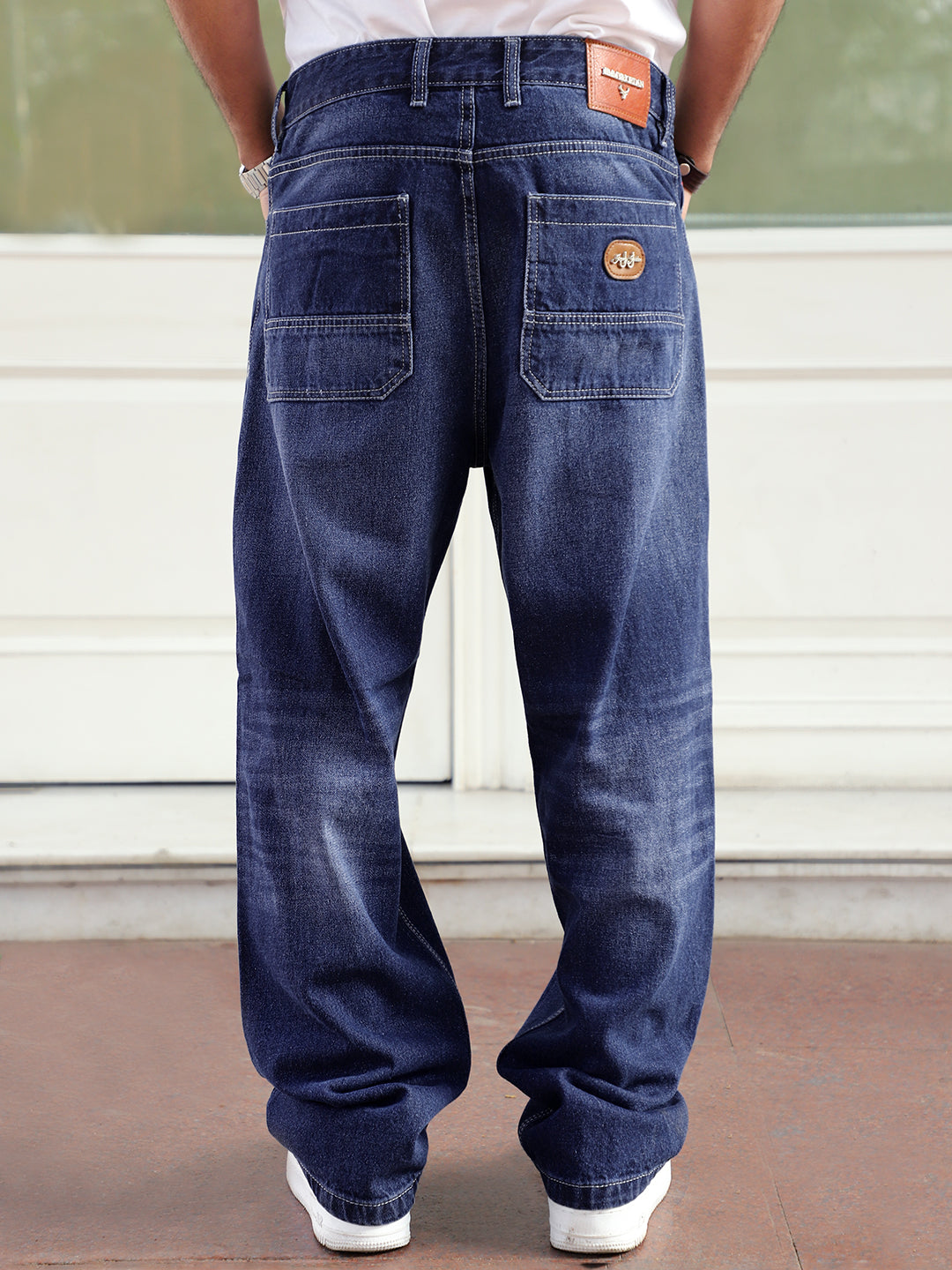 Raw Edge Dark Blue Baggy Fit Jeans