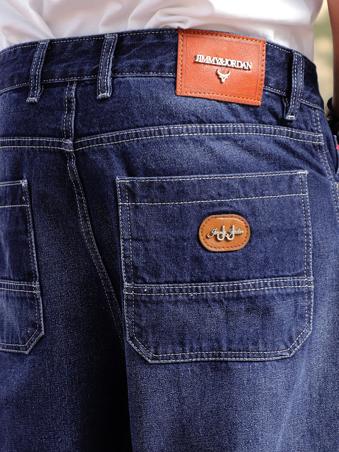 Raw Edge Dark Blue Baggy Fit Jeans