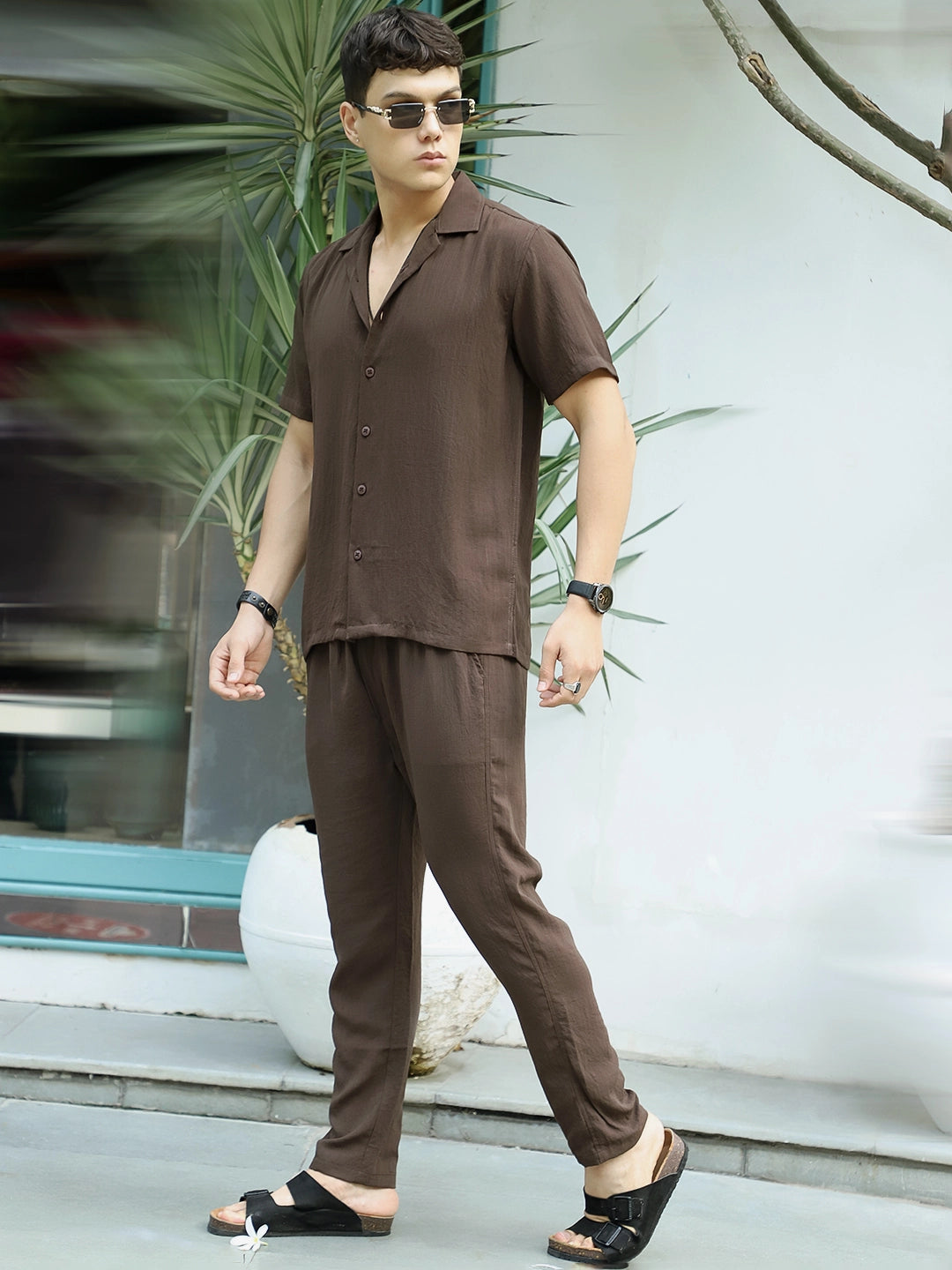 Linen Atlantis Dark Brown Co Ord Set