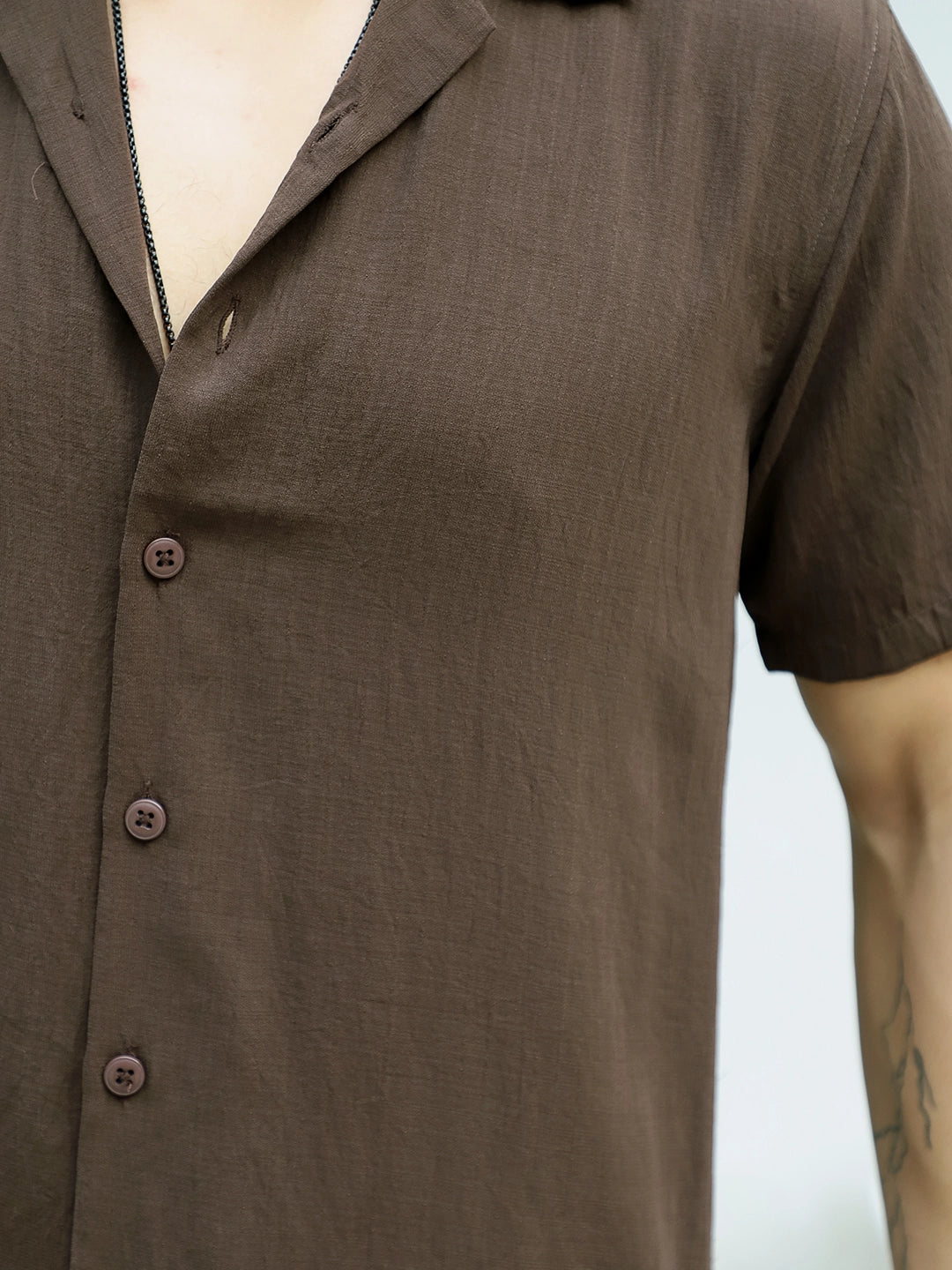 Linen Atlantis Dark Brown Co Ord Set