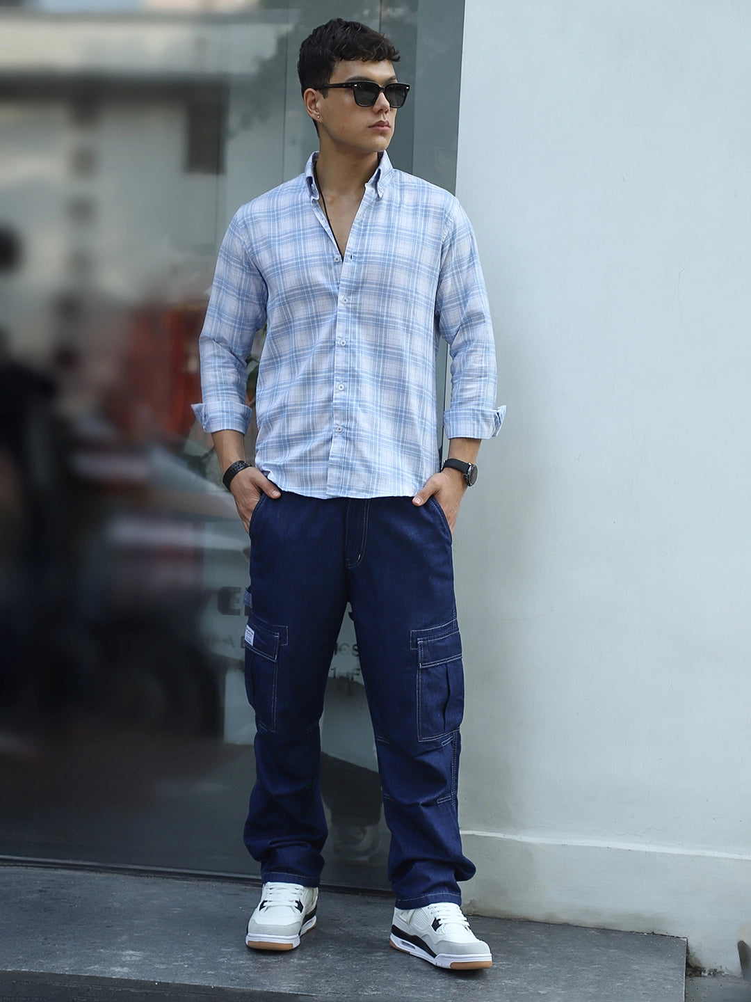 Pelle Fresca Blue Check Full Sleeve Shirt