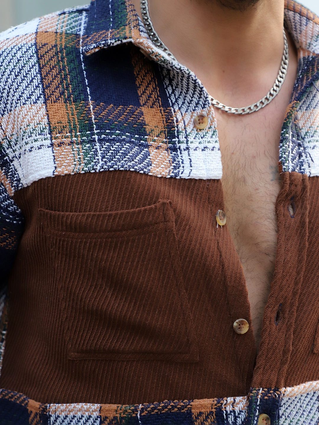 Gravel Room Navy Blue Check Full Sleeve Shirt