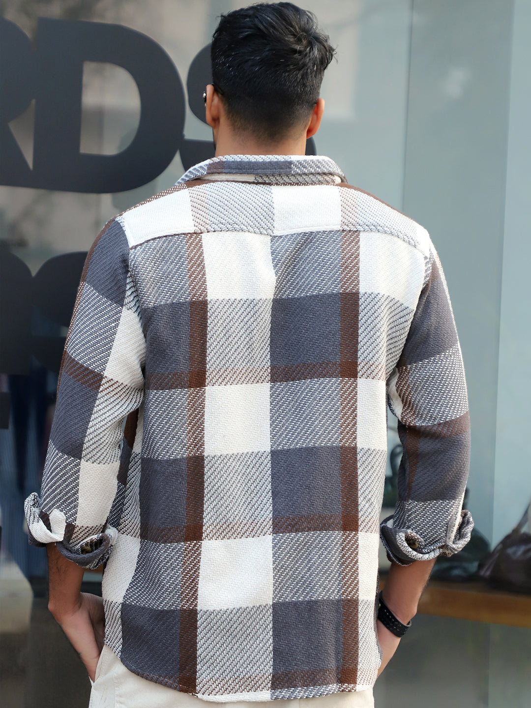Gravel Room Grey Check Full Sleeve Shirt