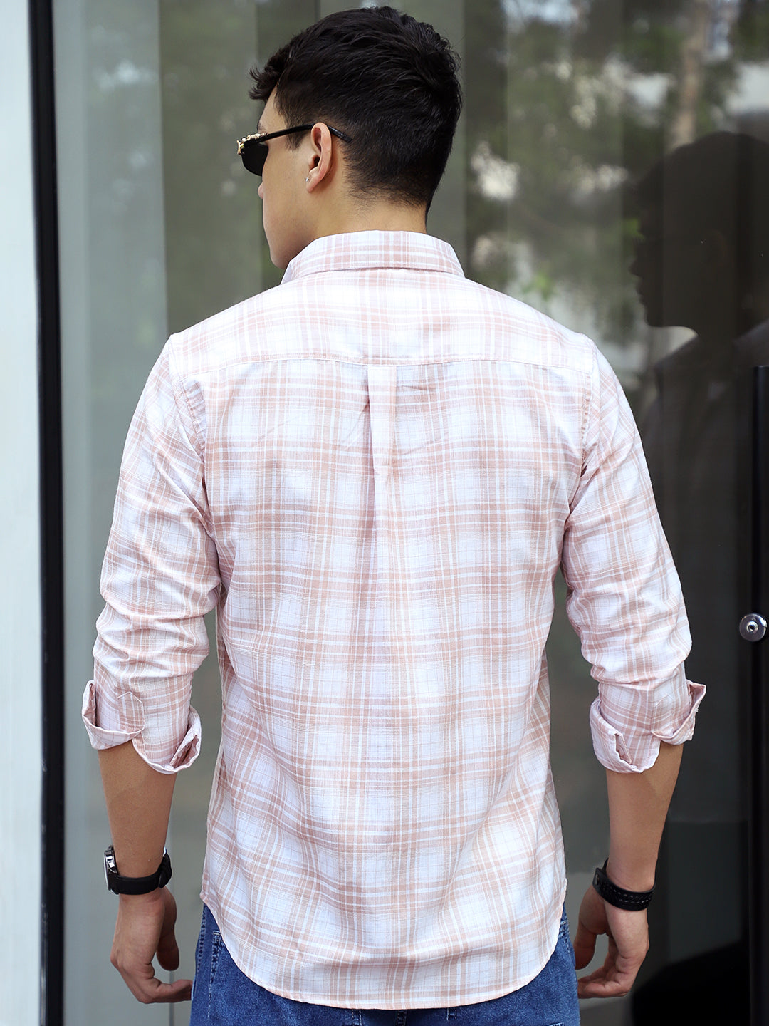 Pelle Fresca Light Brown Check Full Sleeve Shirt