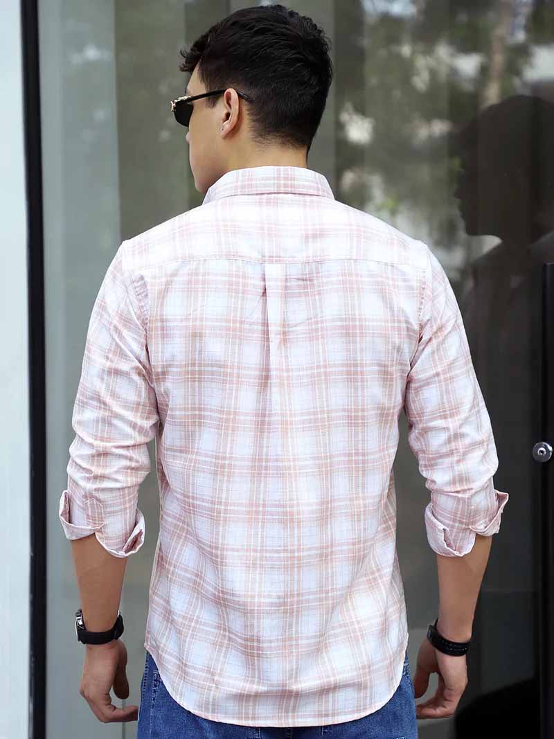Pelle Fresca Light Brown Check Full Sleeve Shirt
