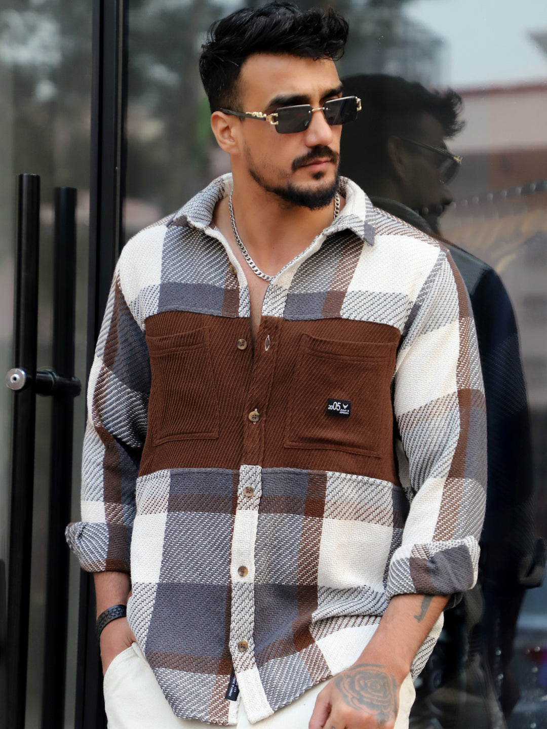 Gravel Room Grey Check Full Sleeve Shirt