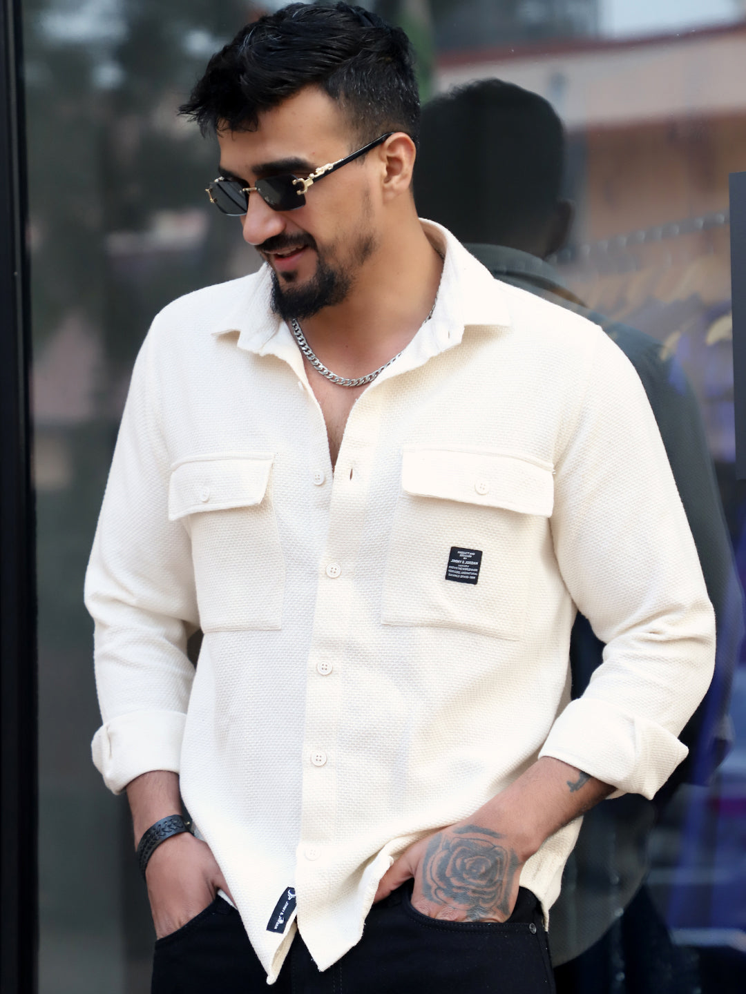 Tuscan Beige Texture Full Sleeve Shirt