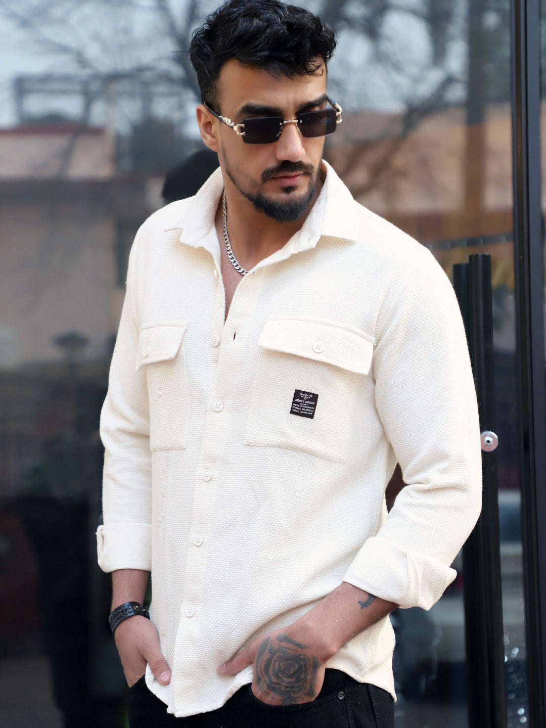 Tuscan Beige Texture Full Sleeve Shirt